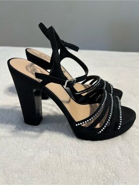 I.Miller Sylas Black Strappy Heels Women’s Rhinestone Size 7.5 M festive wedding